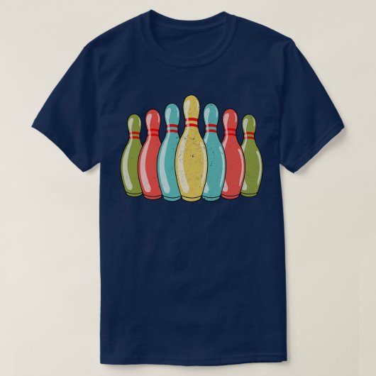 Bowling Pins Bowling Player Bowler Retro  T-shirt (Design voorkant)
