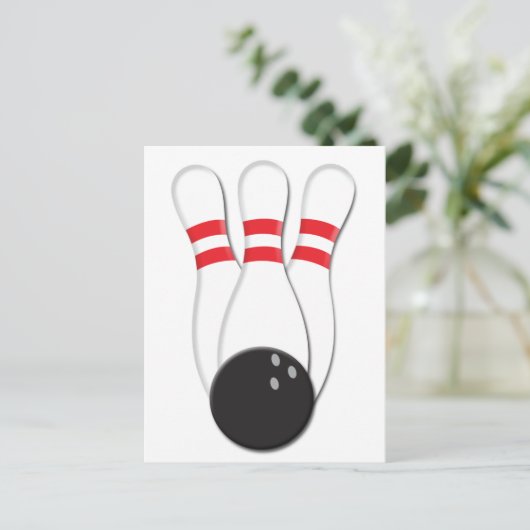 Bowling Pins en Ball Briefkaart (Staand voorkant)