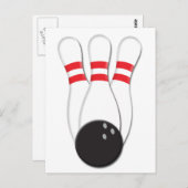 Bowling Pins en Ball Briefkaart (Voorkant / Achterkant)