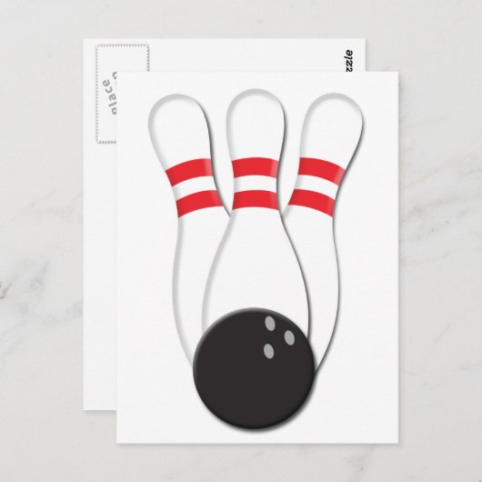 Bowling Pins en Ball Briefkaart (Voorkant / Achterkant)