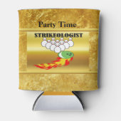 Bowling pins en ball met het woord STRIKEOLOGIST Blikjeskoeler (Voorkant)