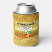 Bowling pins en ball met het woord STRIKEOLOGIST Blikjeskoeler (Blikje Achterkant)