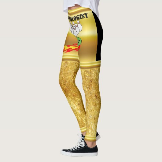 Bowling pins en ball met het woord STRIKEOLOGIST Leggings (Links)
