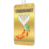 Bowling pins en ball met het woord STRIKEOLOGIST Luchtverfrisser (Links)
