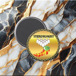 Bowling pins en ball met het woord STRIKEOLOGIST Magneet
