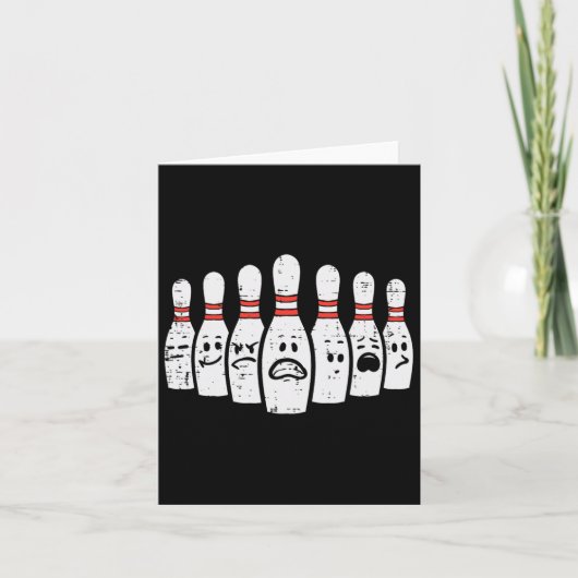 Bowling Pins Faces Funny Bowler Mannen Vrouwen Kin Kaart (Voorkant)