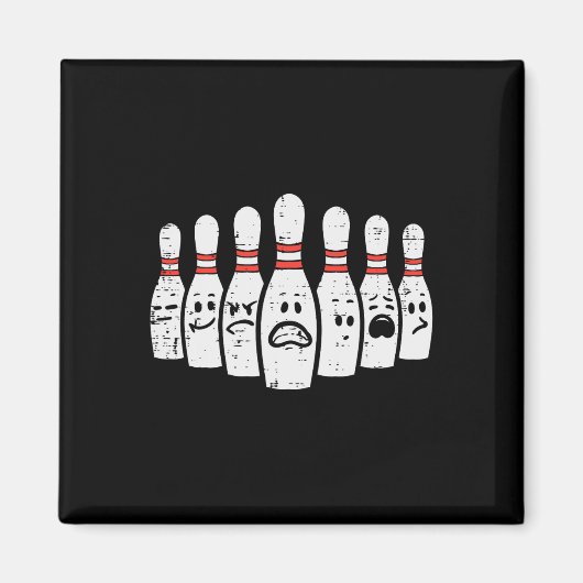 Bowling Pins Faces Funny Bowler Mannen Vrouwen Kin Magneet (Voorkant)