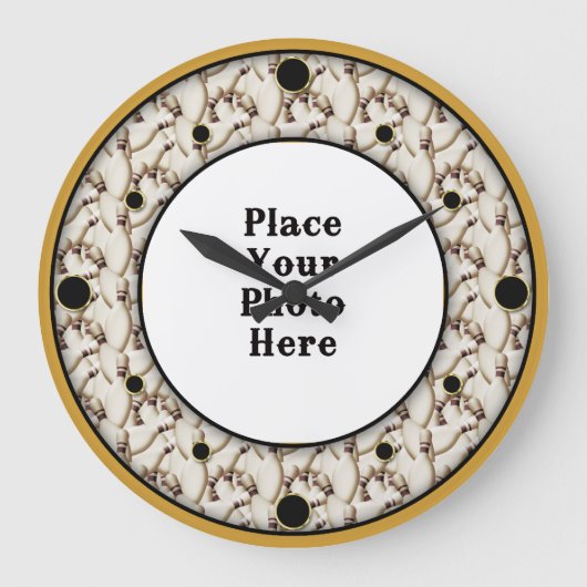 Bowling Pins Lijst uw fotowandklok Grote Klok (Voorkant)