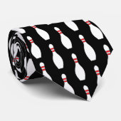 Bowling Pins Pattern Zwarte achtergrond Stropdas (Opgerold)