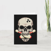 Bowling Pins Retro Skull Skeleton Kaart (Voorkant)