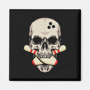 Bowling Pins Retro Skull Skeleton Magneet