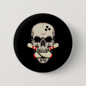 Bowling Pins Retro Skull Skeleton Ronde Button 5,7 Cm (Voorkant)