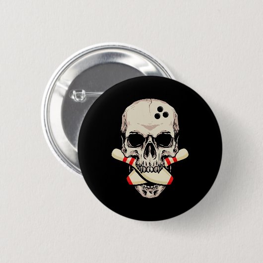 Bowling Pins Retro Skull Skeleton Ronde Button 5,7 Cm (Voorkant /achterkant)