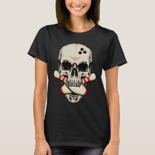 Bowling Pins Retro Skull Skeleton T-shirt