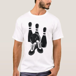 Bowling pins schoenen en bal sport kunst t-shirt