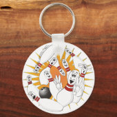 Bowling Pins Strike Cartoon Sleutelhanger (Voorkant)