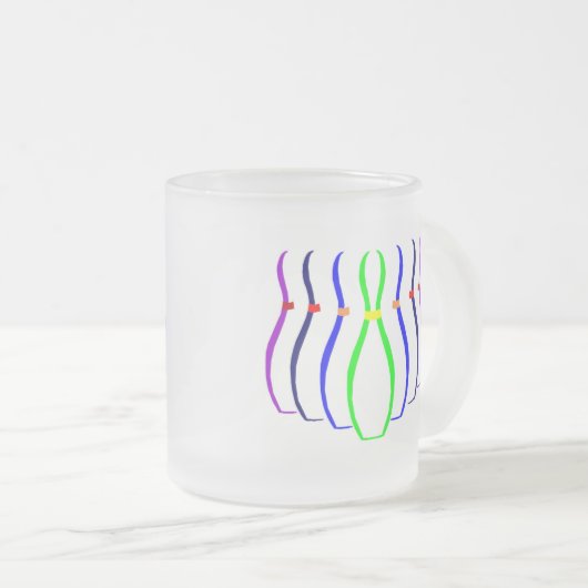 Bowling Pins T-shirts en geschenken. Matglas Koffiemok (Voorkant rechts)