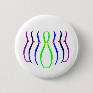 Bowling Pins T-shirts en geschenken. Ronde Button 5,7 Cm