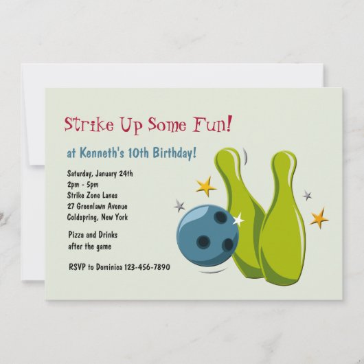 Bowling Pins Uitnodiging (Voorkant)