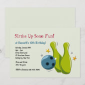 Bowling Pins Uitnodiging (Voorkant / Achterkant)