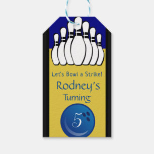 Bowling Pins vijfde verjaardag Label Cadeaulabel