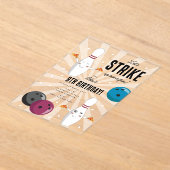 Bowling Pizza Strike Up Sommige Leuke Kinderen Ver Acryl Uitnodigingen (Laagn)