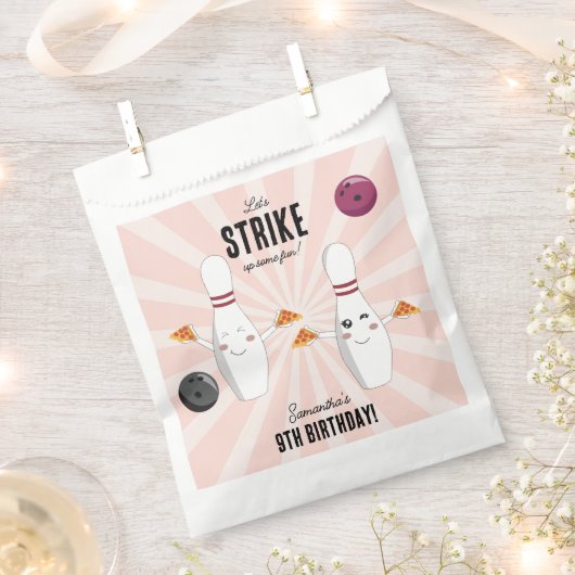 Bowling Pizza Strike Up Sommige Leuke Kinderen Ver Bedankzakje (Geknipt)