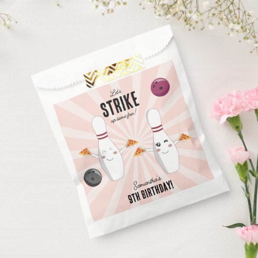 Bowling Pizza Strike Up Sommige Leuke Kinderen Ver Bedankzakje (Gezegeld)