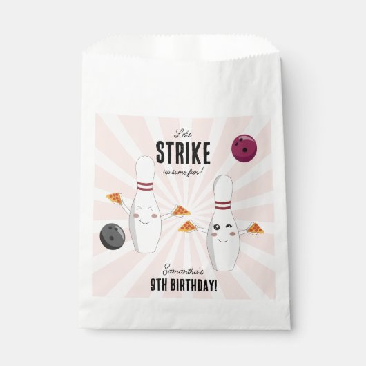 Bowling Pizza Strike Up Sommige Leuke Kinderen Ver Bedankzakje (Voorkant)
