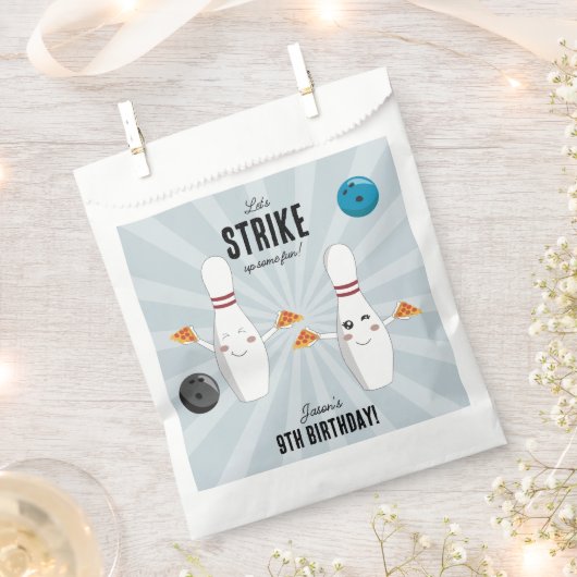 Bowling Pizza Strike Up Sommige Leuke Kinderen Ver Bedankzakje (Geknipt)
