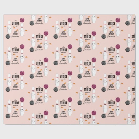 Bowling Pizza Strike Up Sommige Leuke Kinderen Ver Cadeaupapier (Vlak)