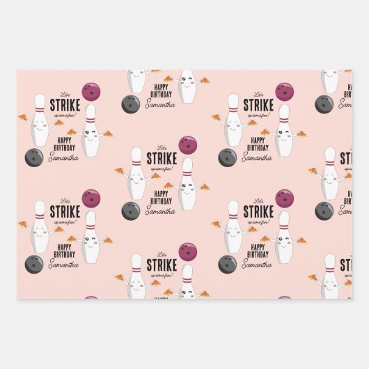 Bowling Pizza Strike Up Sommige Leuke Kinderen Ver Inpakpapier Vel (Voorkant 3)