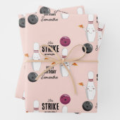 Bowling Pizza Strike Up Sommige Leuke Kinderen Ver Inpakpapier Vel (In situ)