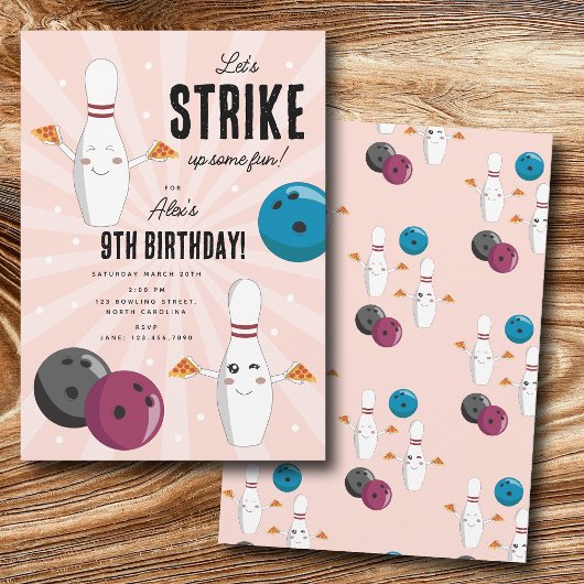 Bowling Pizza Strike Up Sommige Leuke Kinderen Ver Kaart