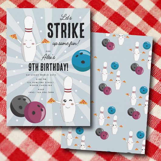 Bowling Pizza Strike Up Sommige Leuke Kinderen Ver Kaart