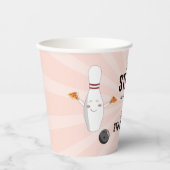 Bowling Pizza Strike Up Sommige Leuke Kinderen Ver Papieren Bekers (Voorkant)