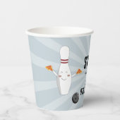 Bowling Pizza Strike Up Sommige Leuke Kinderen Ver Papieren Bekers (Voorkant)