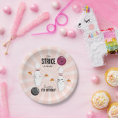 Bowling Pizza Strike Up Sommige Leuke Kinderen Ver Papieren Bordje (Feest)