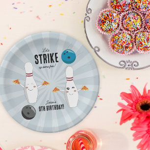 Bowling Pizza Strike Up Sommige Leuke Kinderen Ver Papieren Bordje
