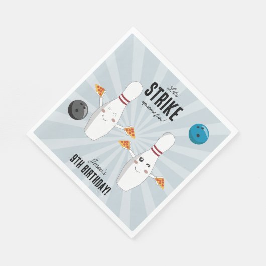 Bowling Pizza Strike Up Sommige Leuke Kinderen Ver Servet (Hoek)