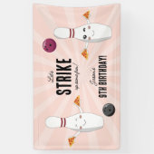 Bowling Pizza Strike Up Sommige Leuke Kinderen Ver Spandoek (Verticaal)