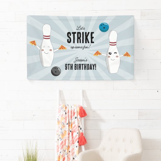 Bowling Pizza Strike Up Sommige Leuke Kinderen Ver Spandoek (Insitu)