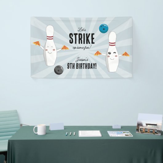 Bowling Pizza Strike Up Sommige Leuke Kinderen Ver Spandoek (Beurs)