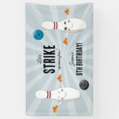 Bowling Pizza Strike Up Sommige Leuke Kinderen Ver Spandoek (Verticaal)