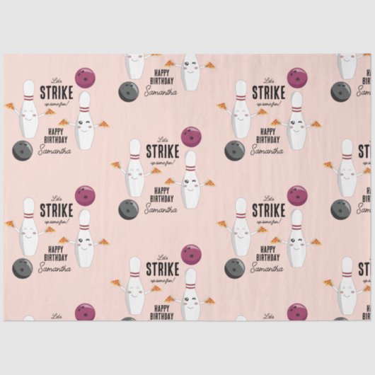 Bowling Pizza Strike Up Sommige Leuke Kinderen Ver Tissuepapier (Voorkant)