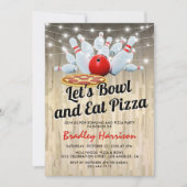 Bowling & Pizza Verjaardagsfeest Uitnodiging (Voorkant)
