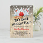 Bowling & Pizza Verjaardagsfeest Uitnodiging (Staand voorkant)