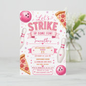 Bowling Pizza Verjaardagsuitnodiging Kaart (Staand voorkant)