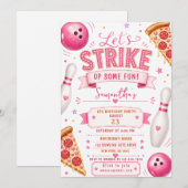 Bowling Pizza Verjaardagsuitnodiging Kaart (Voorkant / Achterkant)