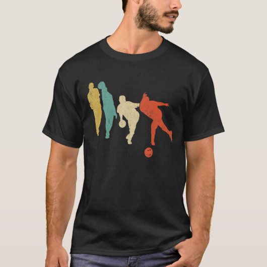 Bowling Player Retro Ball Swing Throw Bowler Team T-shirt (Voorkant)